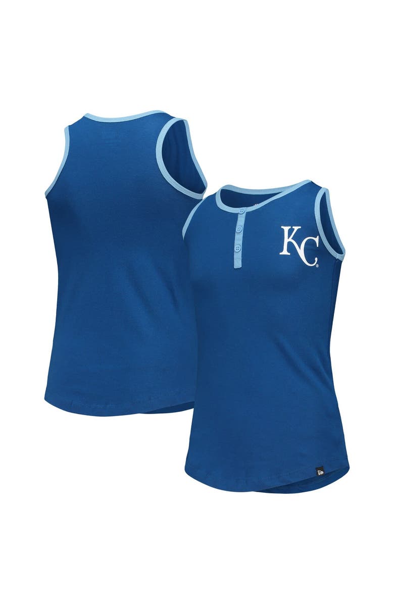 New Era Girls Youth New Era Royal Kansas City Royals Henley Tank Top, Main, color, Royal
