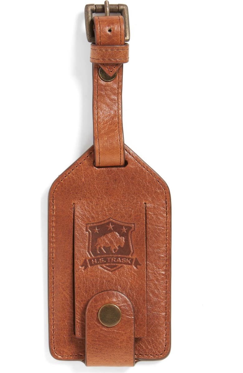 Trask Jackson Norwegian Elk Leather Luggage Tag, Main, color,