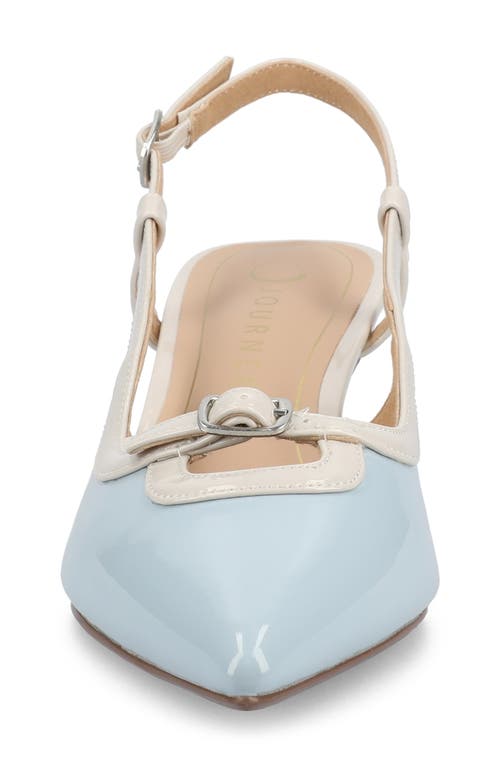 Journee Collection Padma Slingback Kitten Heel Pump In Blue Patent