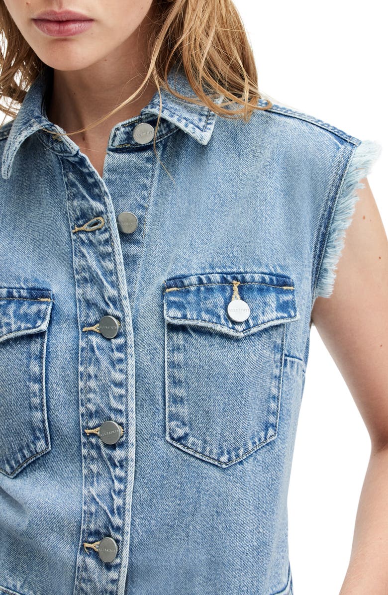 AllSaints Blair Sleeveless Denim Dress, Alternate, color, 