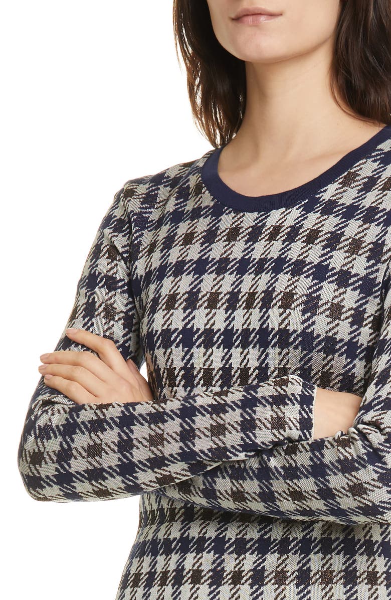 Baum und Pferdgarten Cabana Metallic Houndstooth Check Long Sleeve Sweater Dress, Alternate, color,