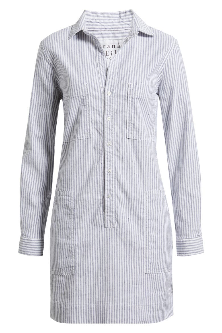 Ireland Stripe Long Sleeve Utility Shirtdress, Alternate, color, NAVY WHITE STRIPE