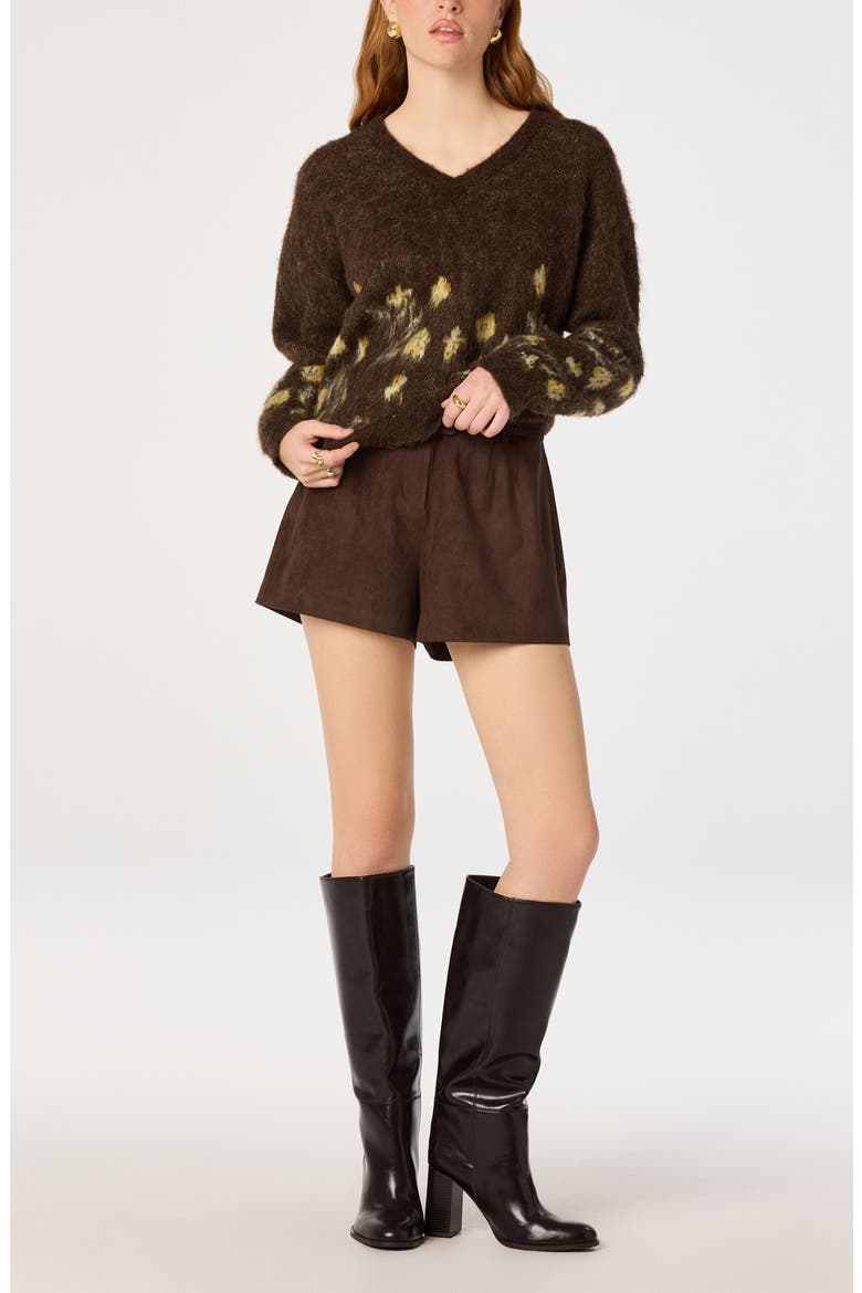 Bowie V-Neck Floral Sweater, Alternate, color, BROWN FLORAL