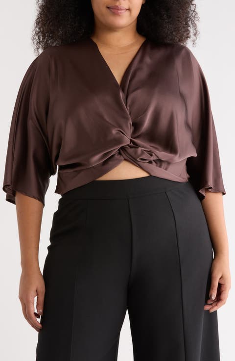Satin Front Twist Top (Plus)