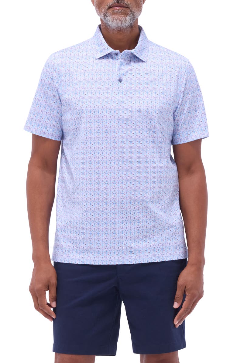 Bugatchi Victor OoohCotton<sup>®</sup> Geo Print Polo, Main, color, Pink