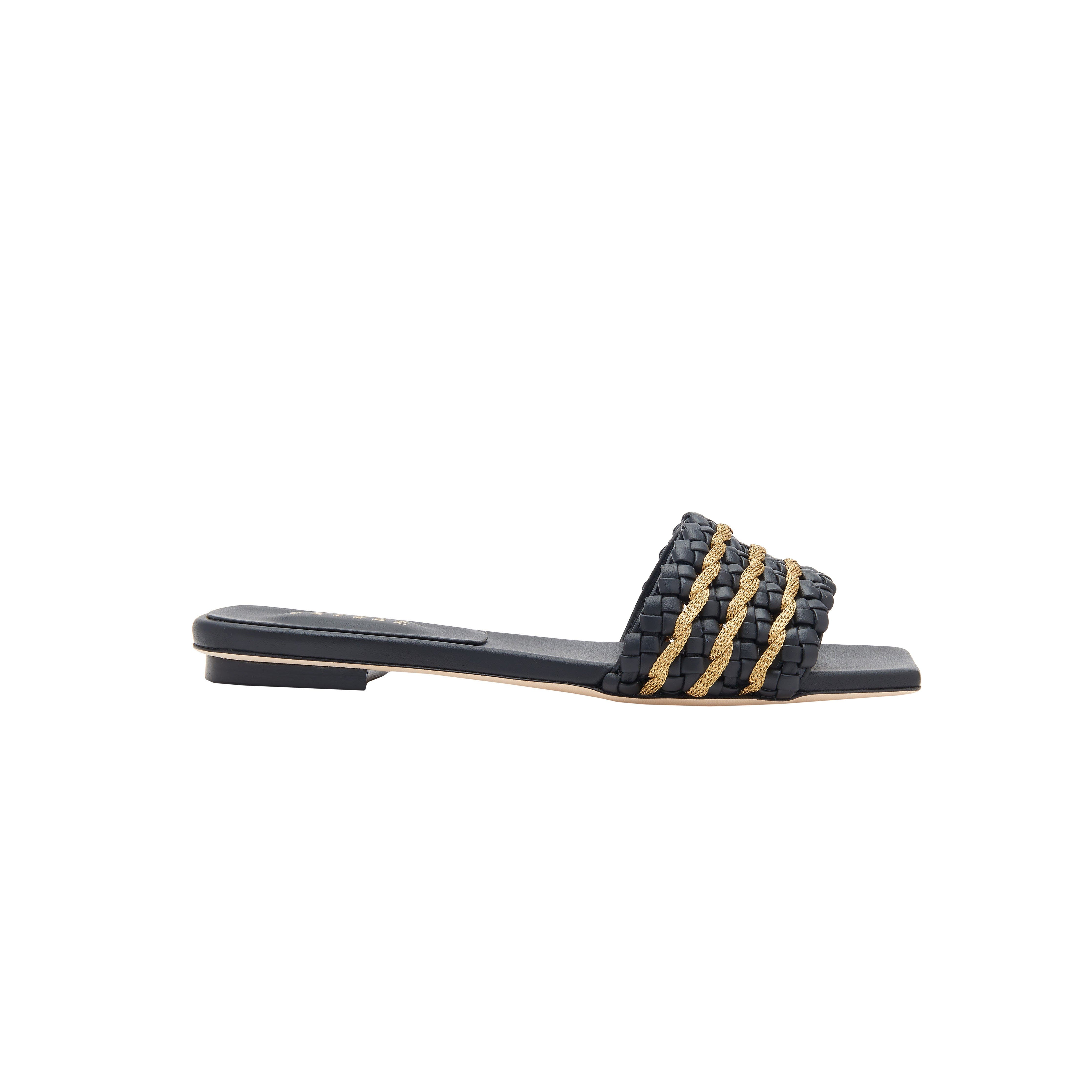 Aurnia Black Flat Sandal, Main, color, Black