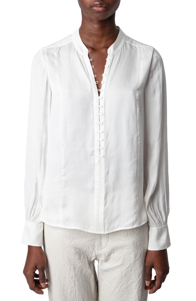 Zadig & Voltaire Twina Satin Pullover Shirt, Main, color, 