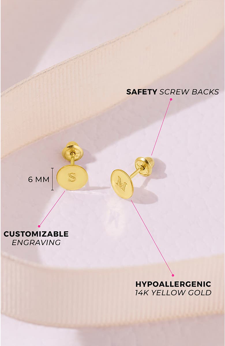In Season Jewelry 14k Round Engravable Earrings, Alternate, color, Gold