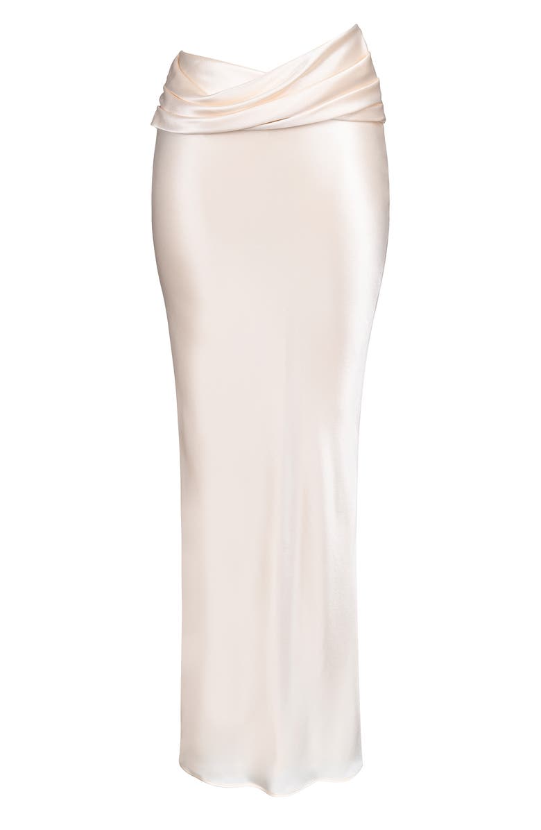 HOUSE OF CB Beau Satin Drape Maxi Skirt, Alternate, color, Vintage Cream