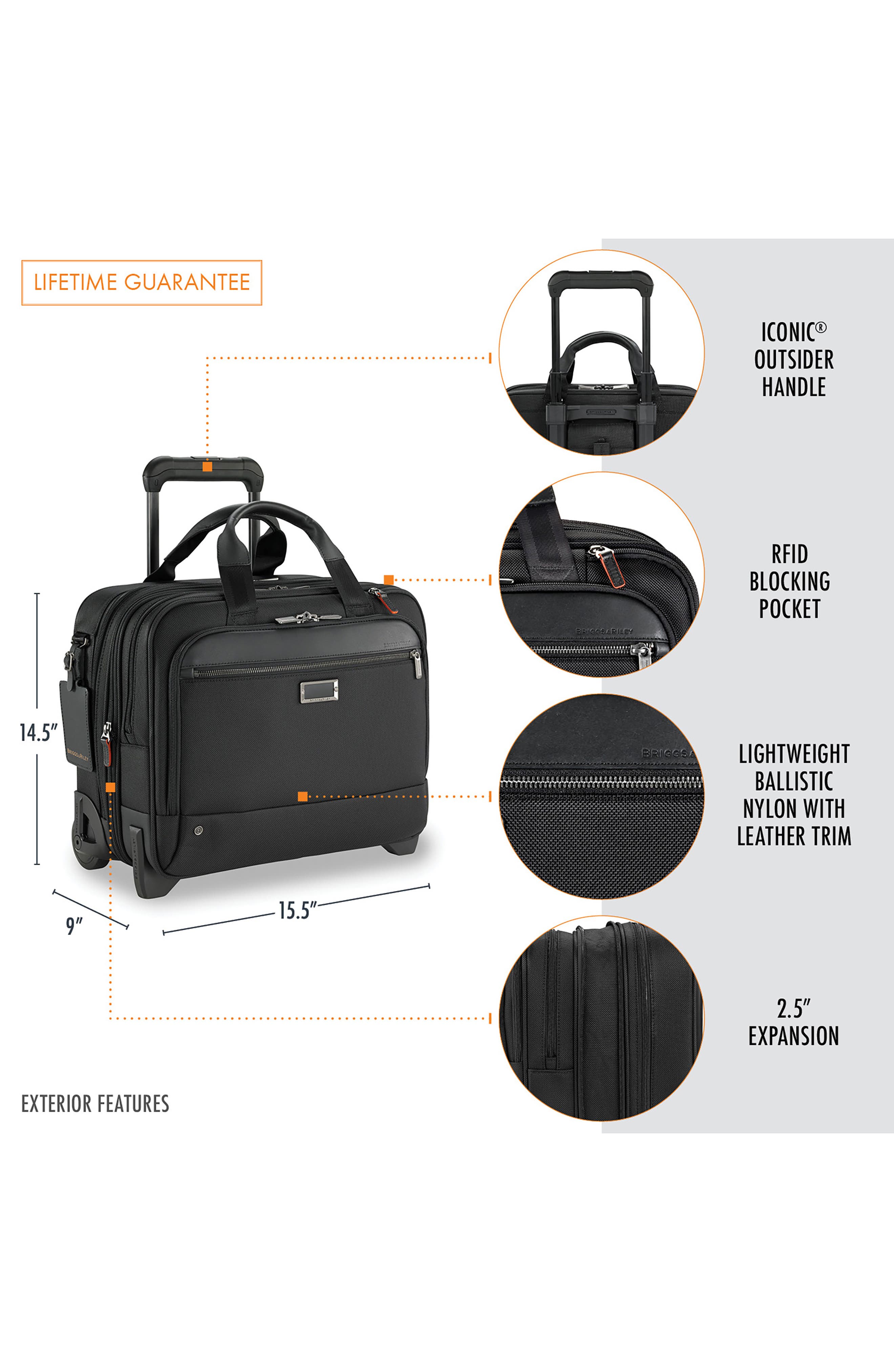 Briggs & Riley @work 15-Inch Medium Expandable Wheeled Briefcase, Alternate, color, 