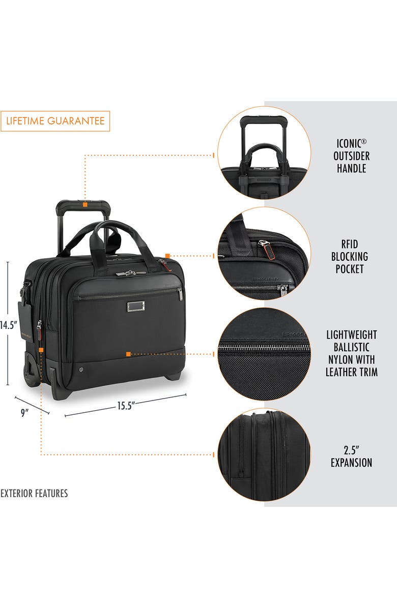 Briggs & Riley @work 15-Inch Medium Expandable Wheeled Briefcase, Alternate, color, Black