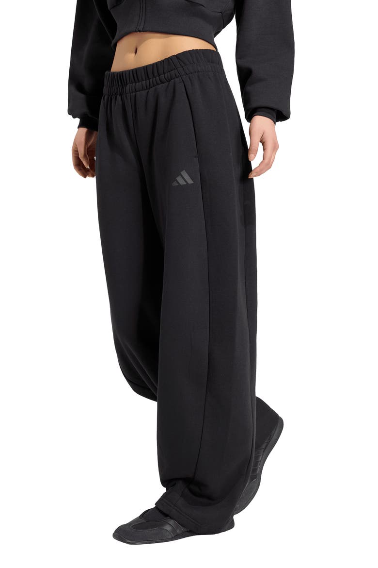 Fleece Wide Leg Pants, Main, color, BLACK