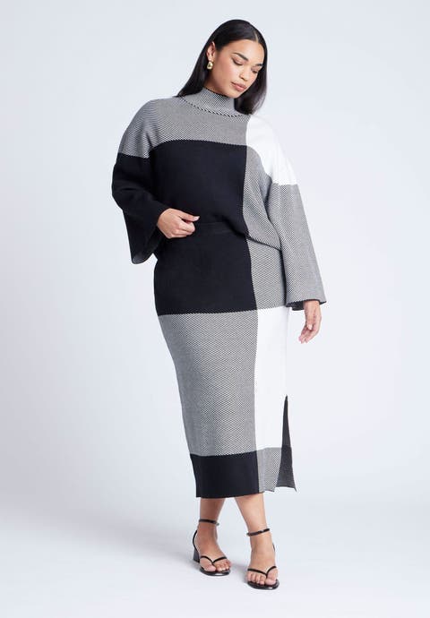 Intarsia Sweater Skirt (Plus)