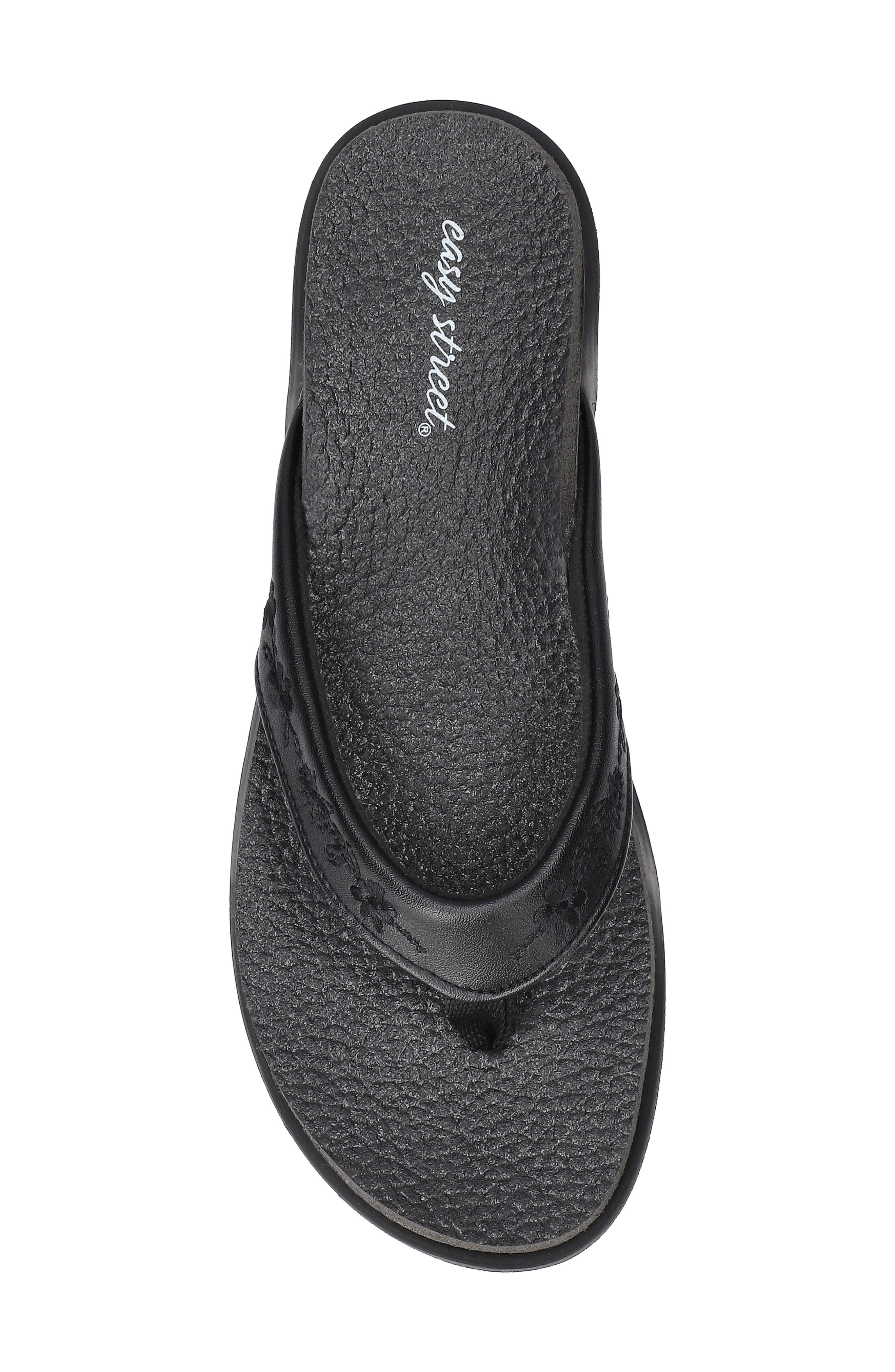 EASY STREET <p>Wanderlust Thong Sandal (Women)</p>, Alternate, color, Black