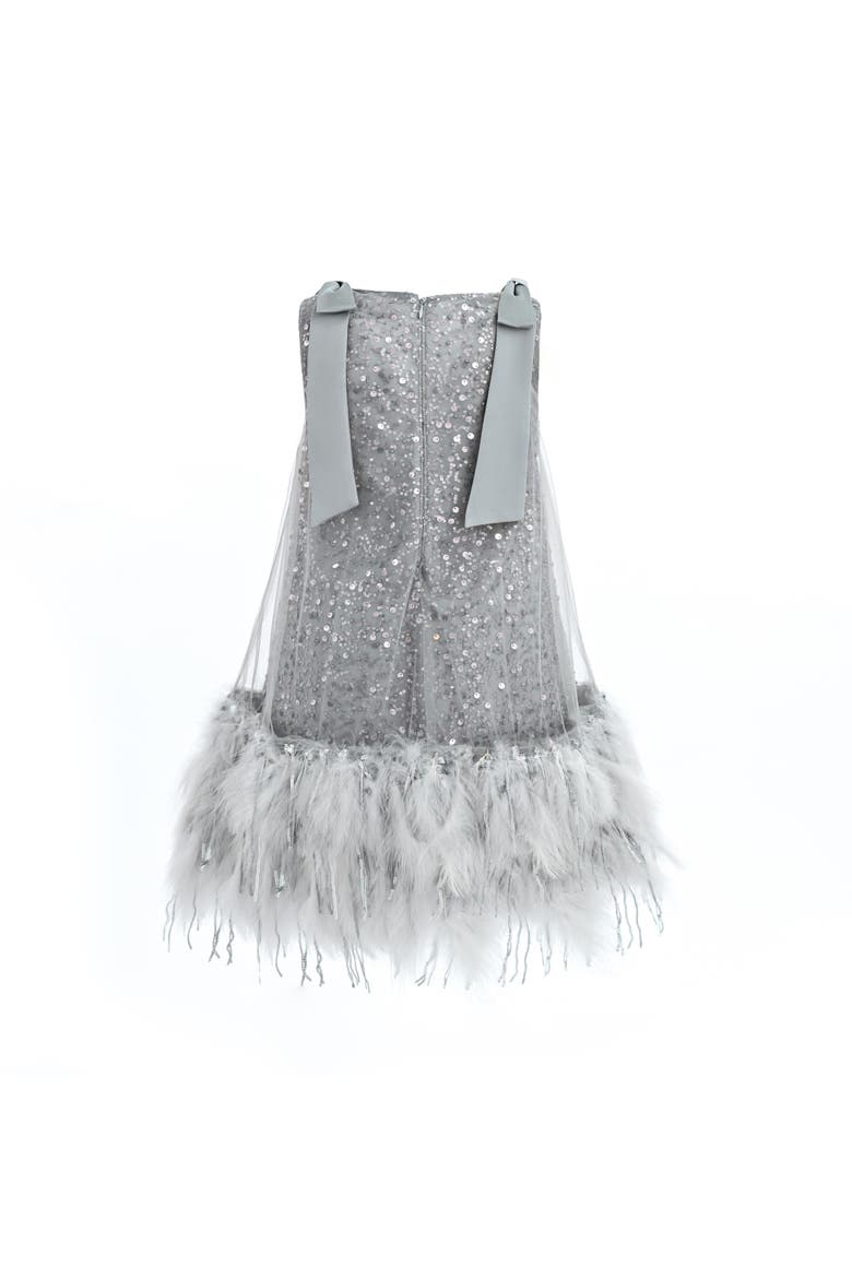 Sequin Feather Dress, Alternate, color, Silver