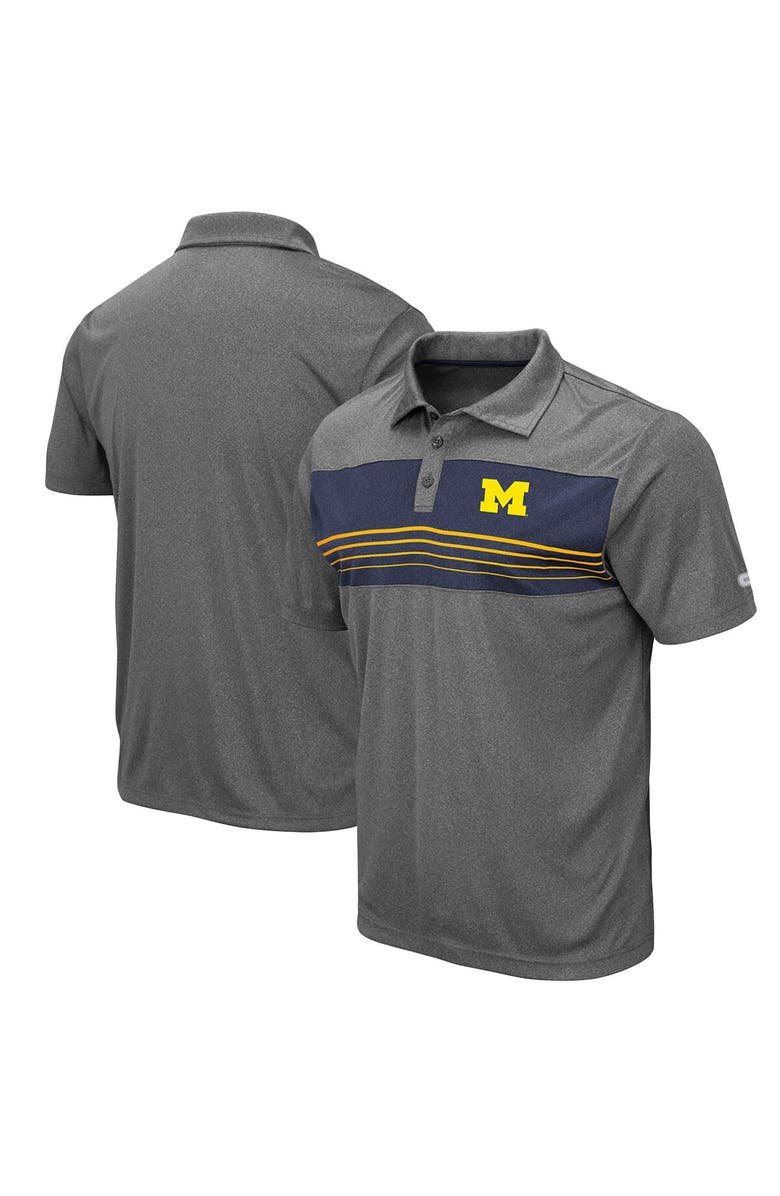 COLOSSEUM Men's Colosseum Heathered Charcoal Michigan Wolverines Smithers Polo, Main, color, 