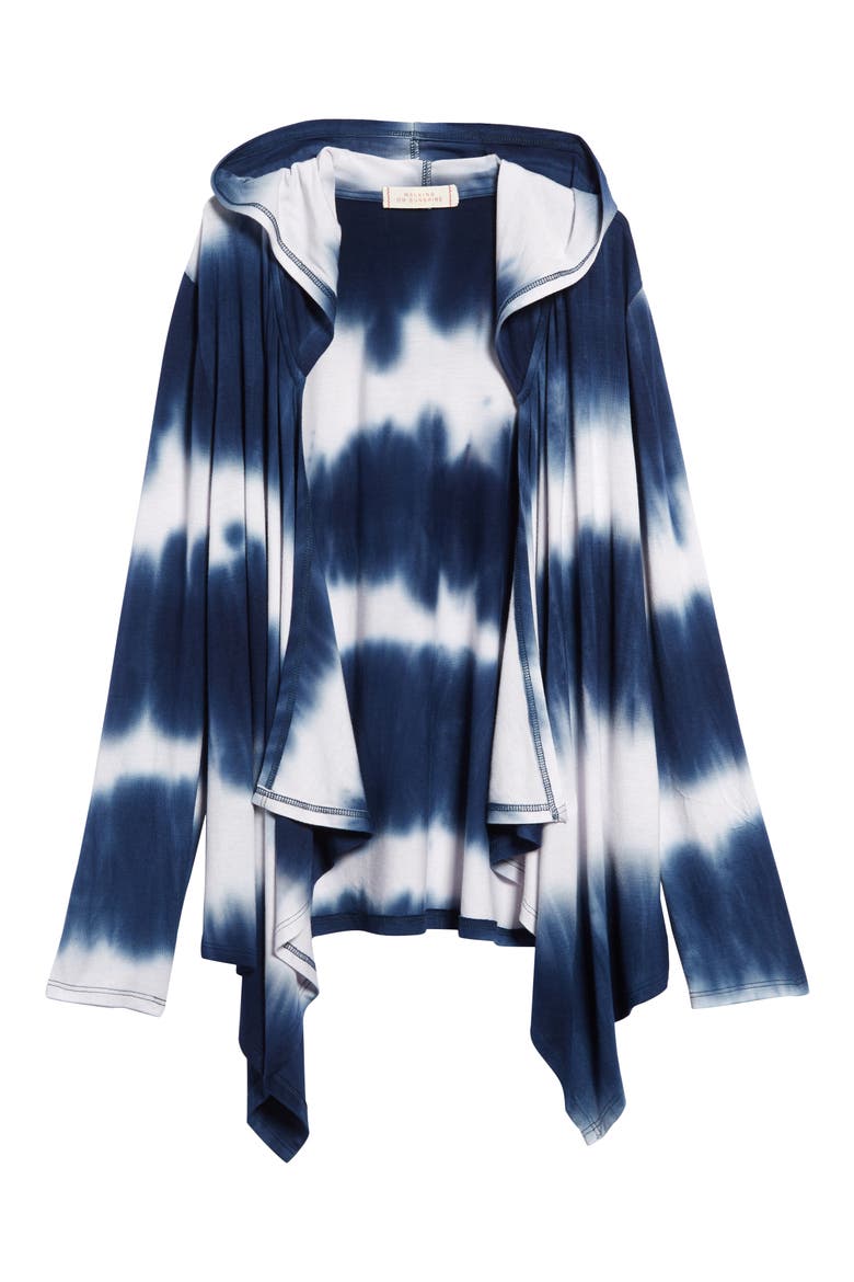Tie Dye Hooded Cardigan, Main, color, BLUE WHITE
