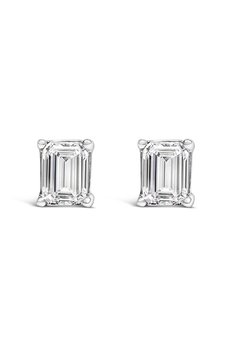 14K White Gold 1.0 Ct Emerald Lab-Grown Diamond Solitaire Stud Earrings, Alternate, color, White
