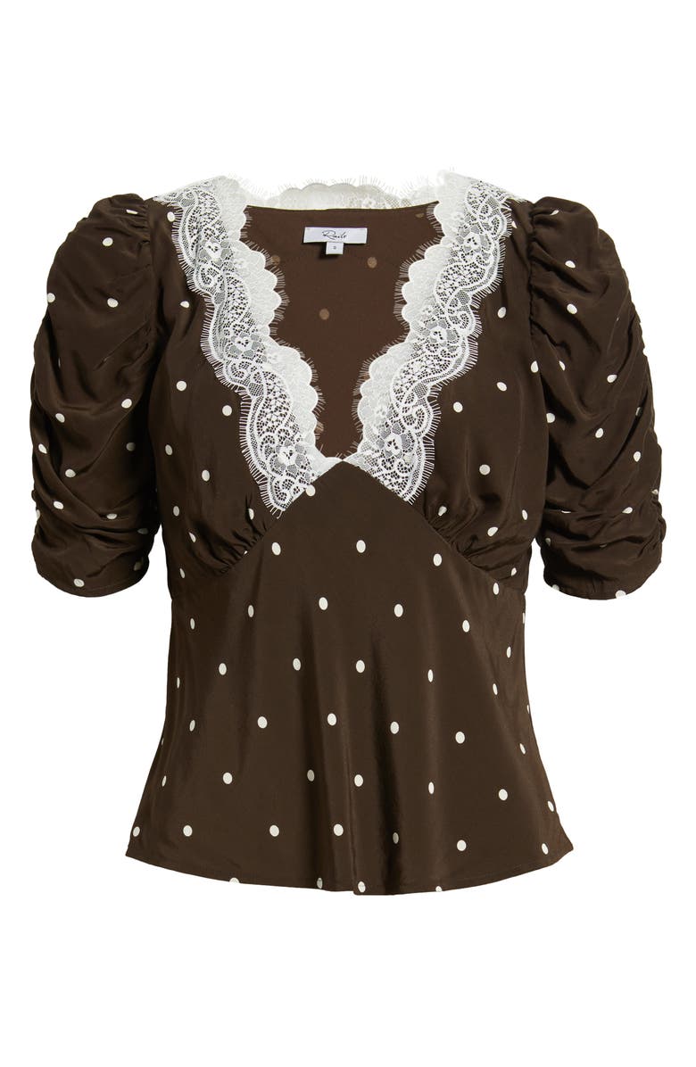 Rails Lazara Lace Trim Polka Dot Top, Alternate, color, Cocoa Polka Dots