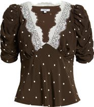 Rails Lazara Lace Trim Polka Dot Top
