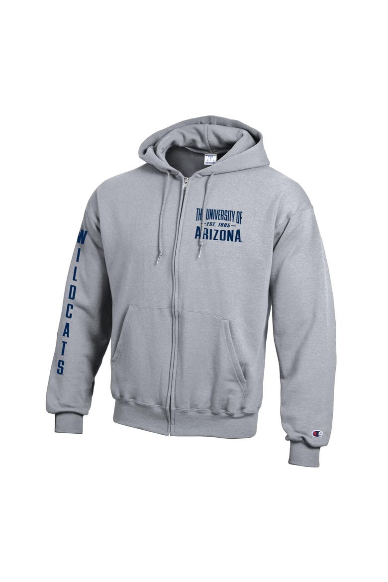 Men's Champion  Heather Gray Arizona Wildcats Varsity Powerblend Full-Zip Fleece Hoodie, Alternate, color, Heather Gray