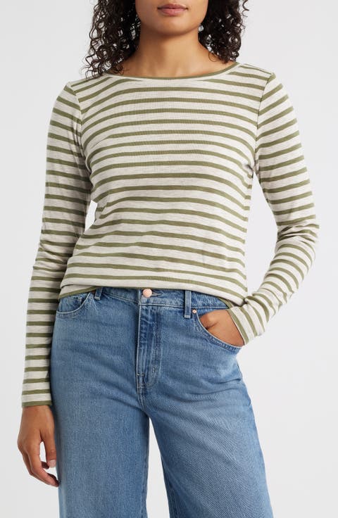 Stripe Cotton Blend T-Shirt (Regular & Petite)