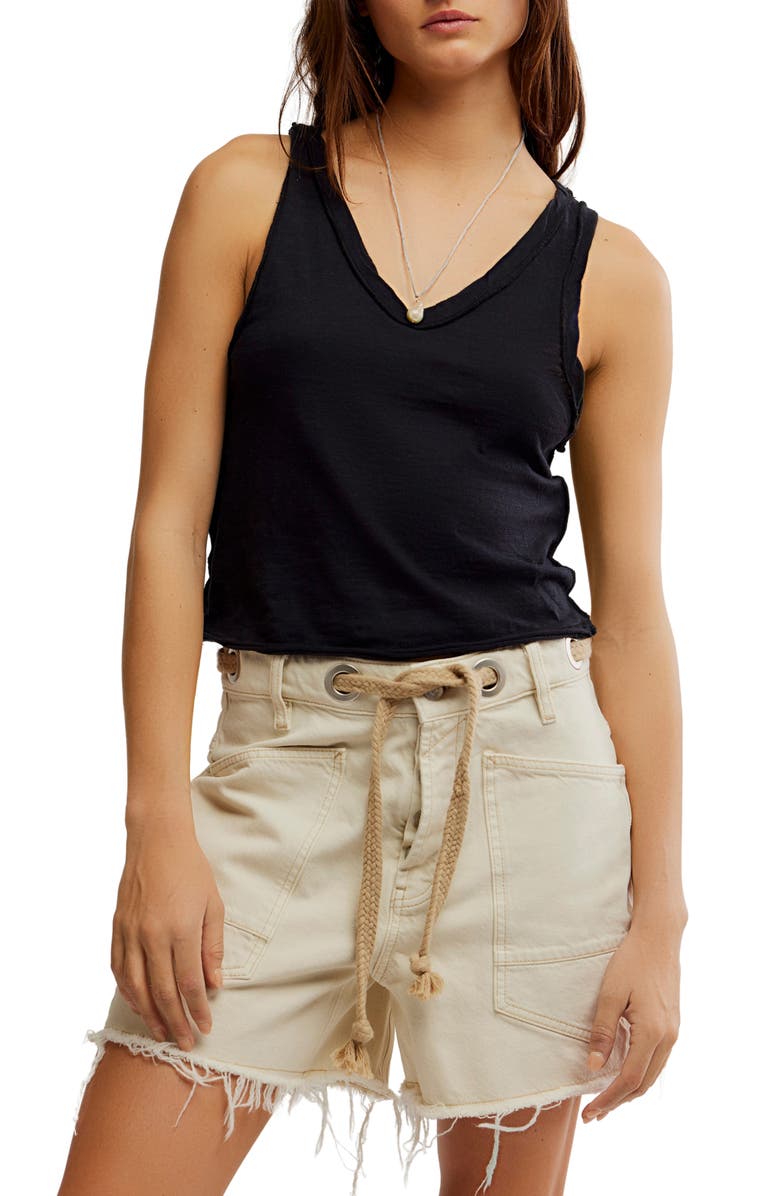 Free People Easy Ruffle Tank, Main, color, Black