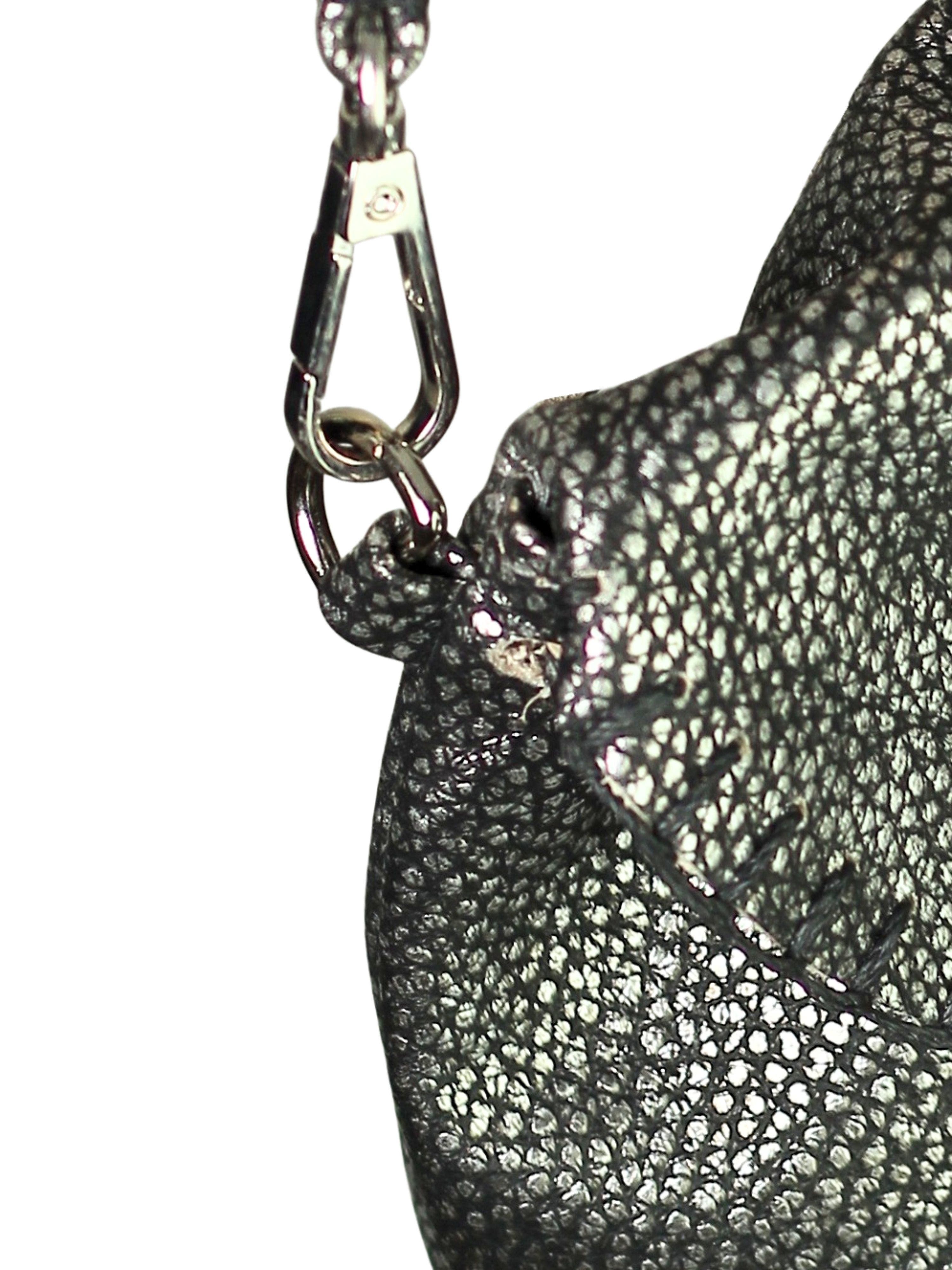 Carlos Falchi Medium Butterfly Leather Bag, Alternate, color, Roman Chrome