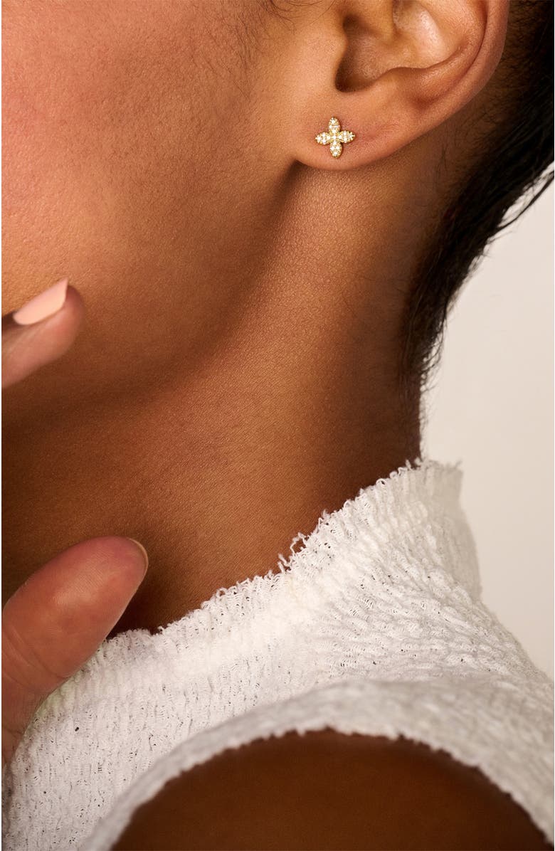 DPT Antwerp Little Flower Earrings, Alternate, color, White Rhodium