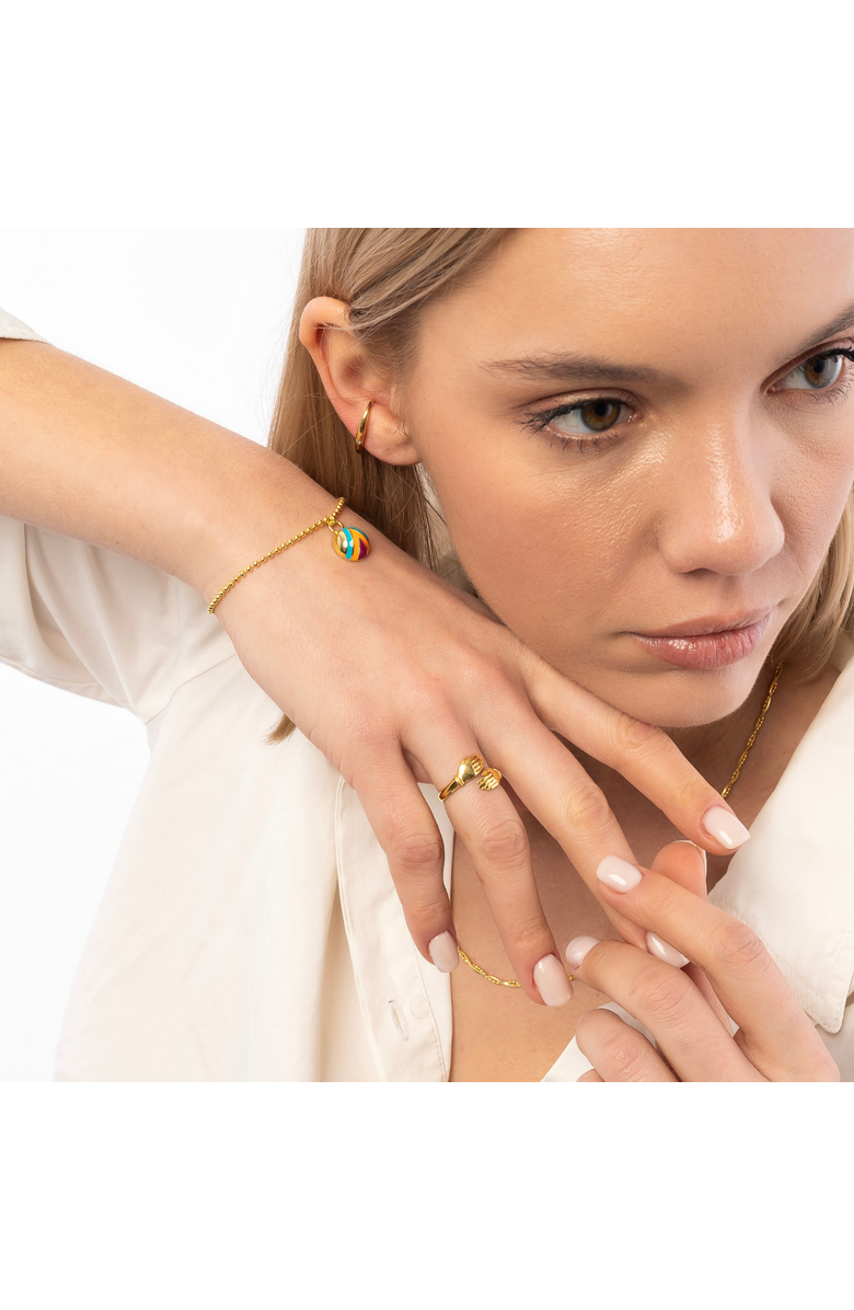 Spero London New Hug Ring With Hands Sterling Silver and Gold Plated, Alternate, color, Gold