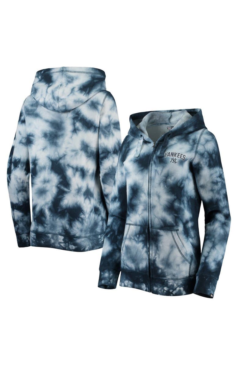 New Era Women's New Era Navy New York Yankees Tie-Dye Full-Zip Hoodie, Main, color,