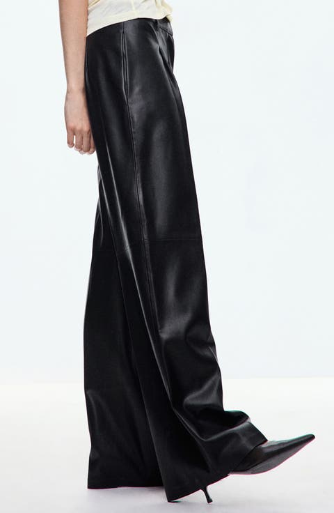 Riga Faux Leather Wide Leg Pants