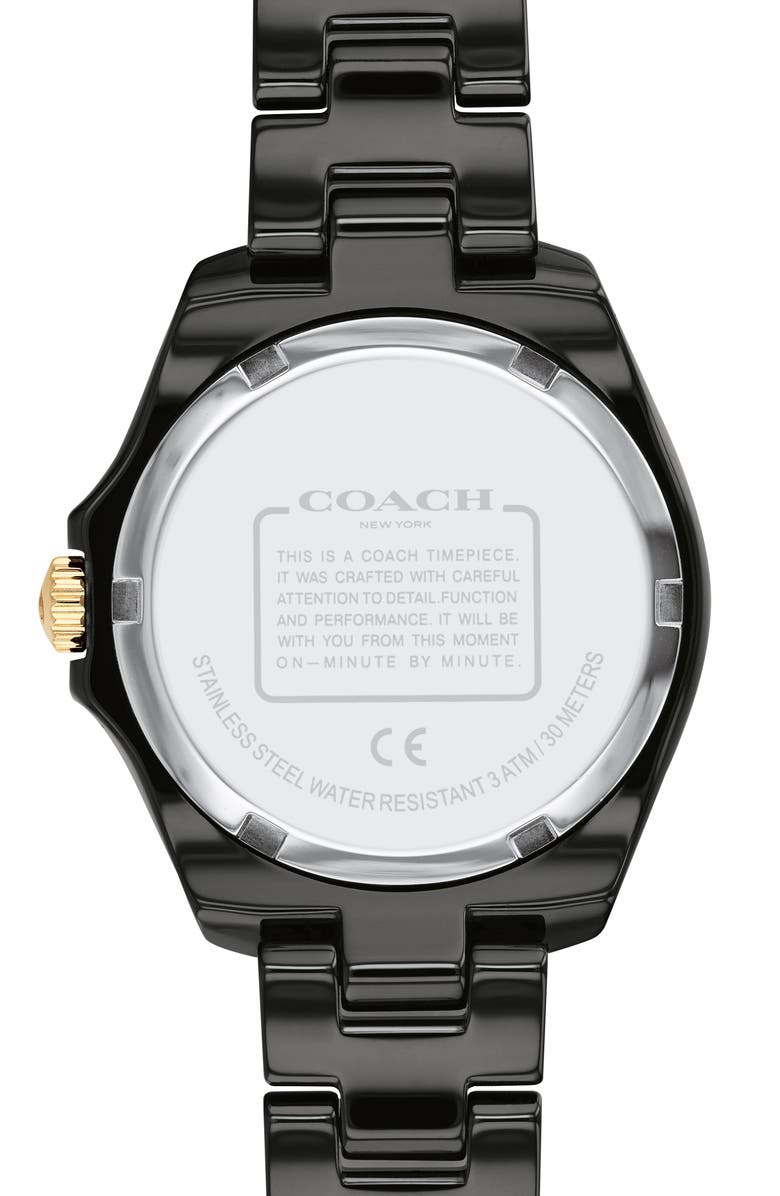 COACH Preston Ceramic Bracelet Watch, 32mm, Alternate, color, Black