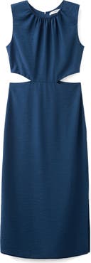 MANGO Crinkled Cutout Midi Dress