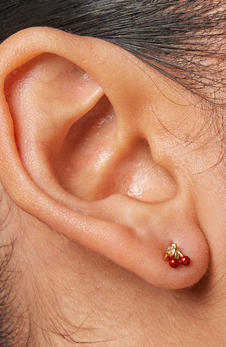 ENAMEL Copenhagen Cherry Studs, Alternate, color, Red