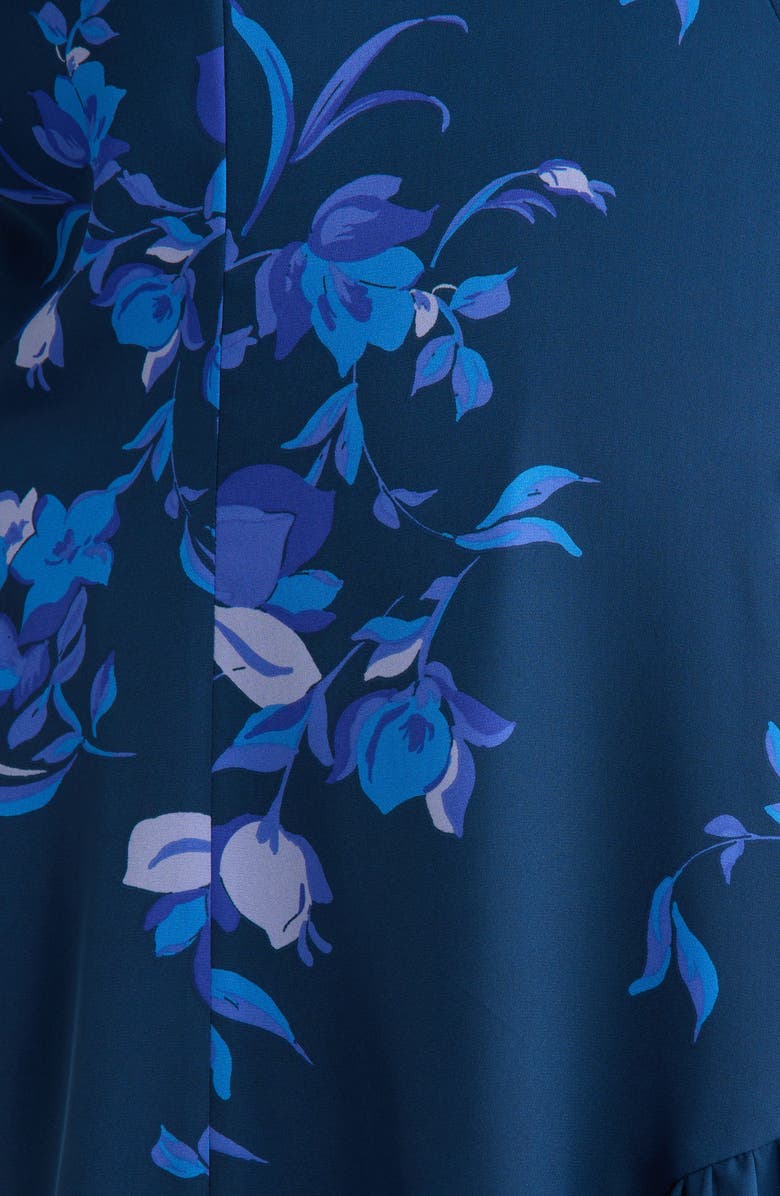 SUGARLIPS Niva Floral Print Faux Wrap Dress, Alternate, color, Navy-Blues