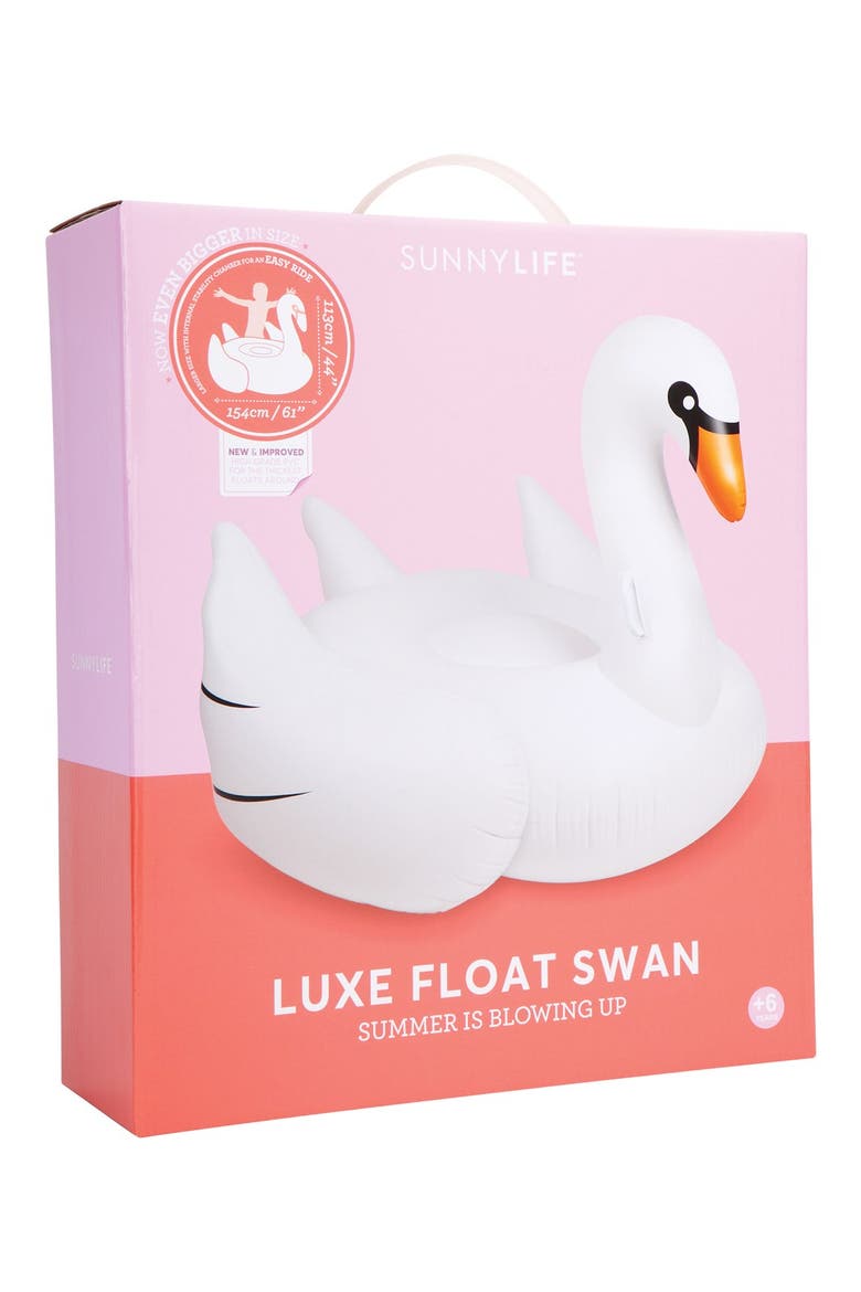 Inflatable Swan Pool Floatie, Alternate, color, WHITE