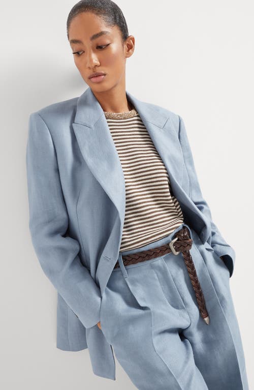 Brunello Cucinelli Gabardine Blazer In Avio Blue