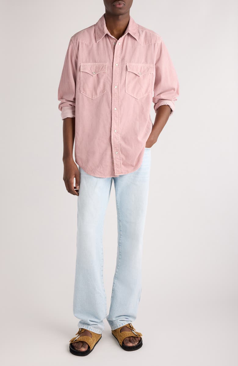 Isabel Marant Vasco Corduroy Snap-Up Shirt, Alternate, color, 