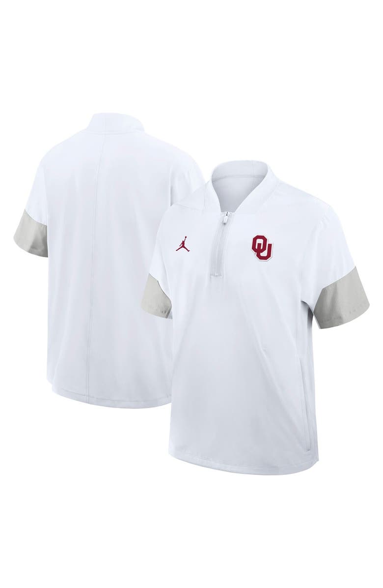 Jordan Brand Men's Jordan Brand White Oklahoma Sooners 2025 Sideline Short Sleeve Quarter-Zip Coach Jacket, Alternate, color, White