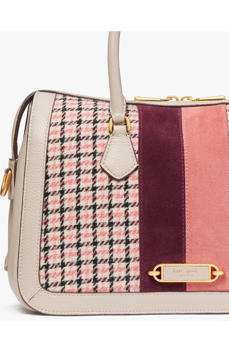Kate Spade New York gramercy racing stripe houndstooth top handle bag, Alternate, color,