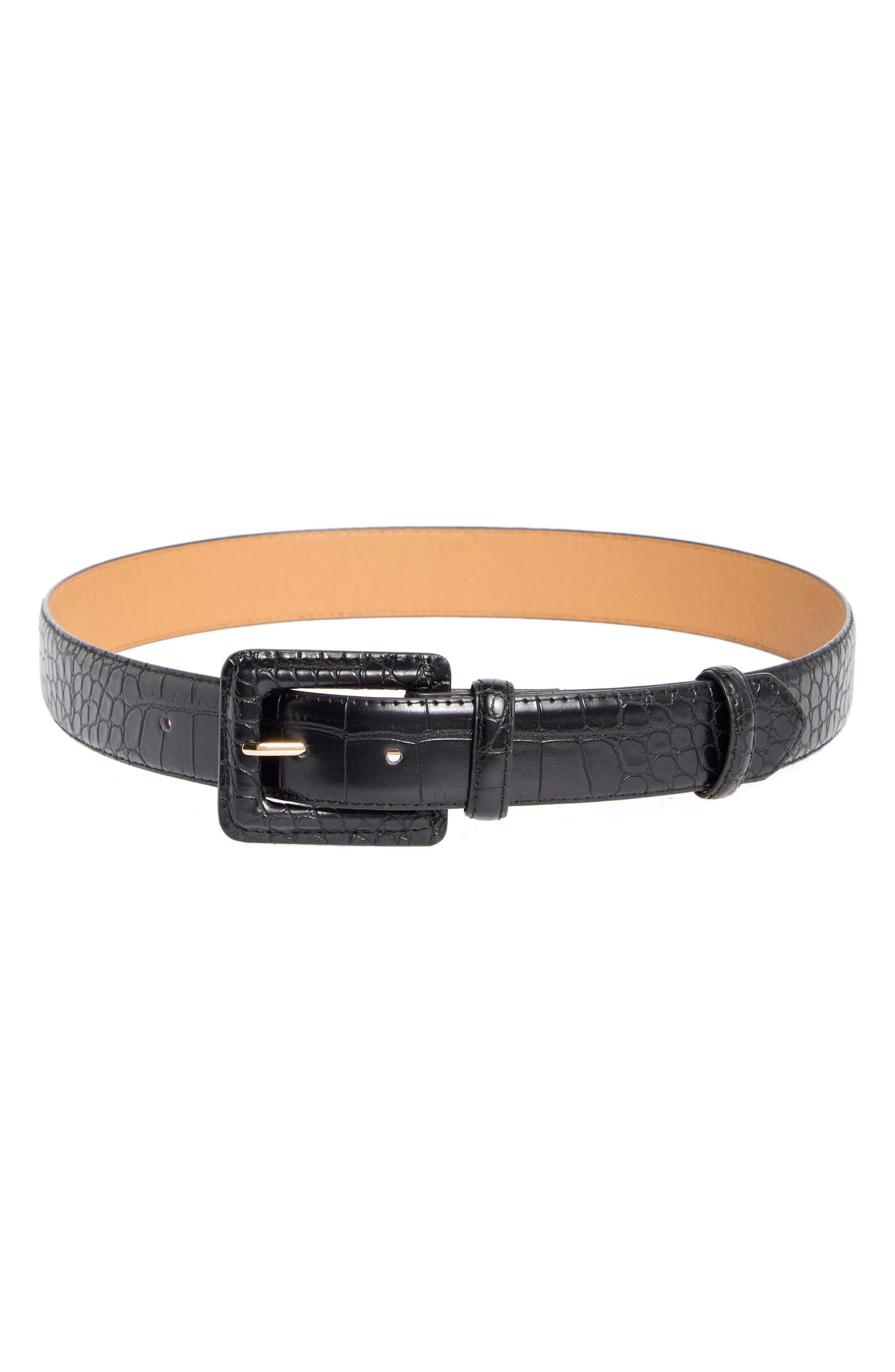 Croc Embossed Wrapped Buckle Belt