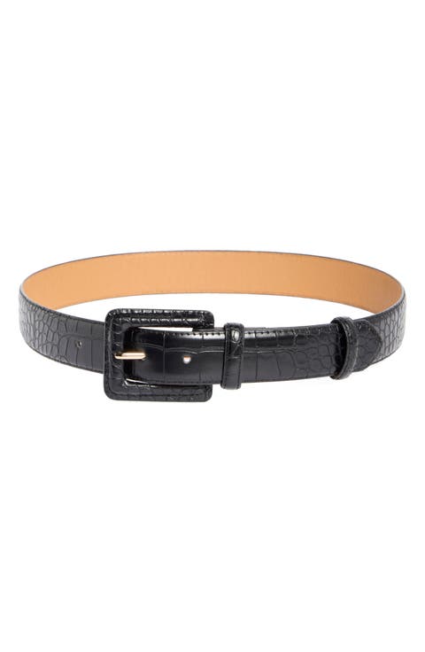 Croc Embossed Wrapped Buckle Belt