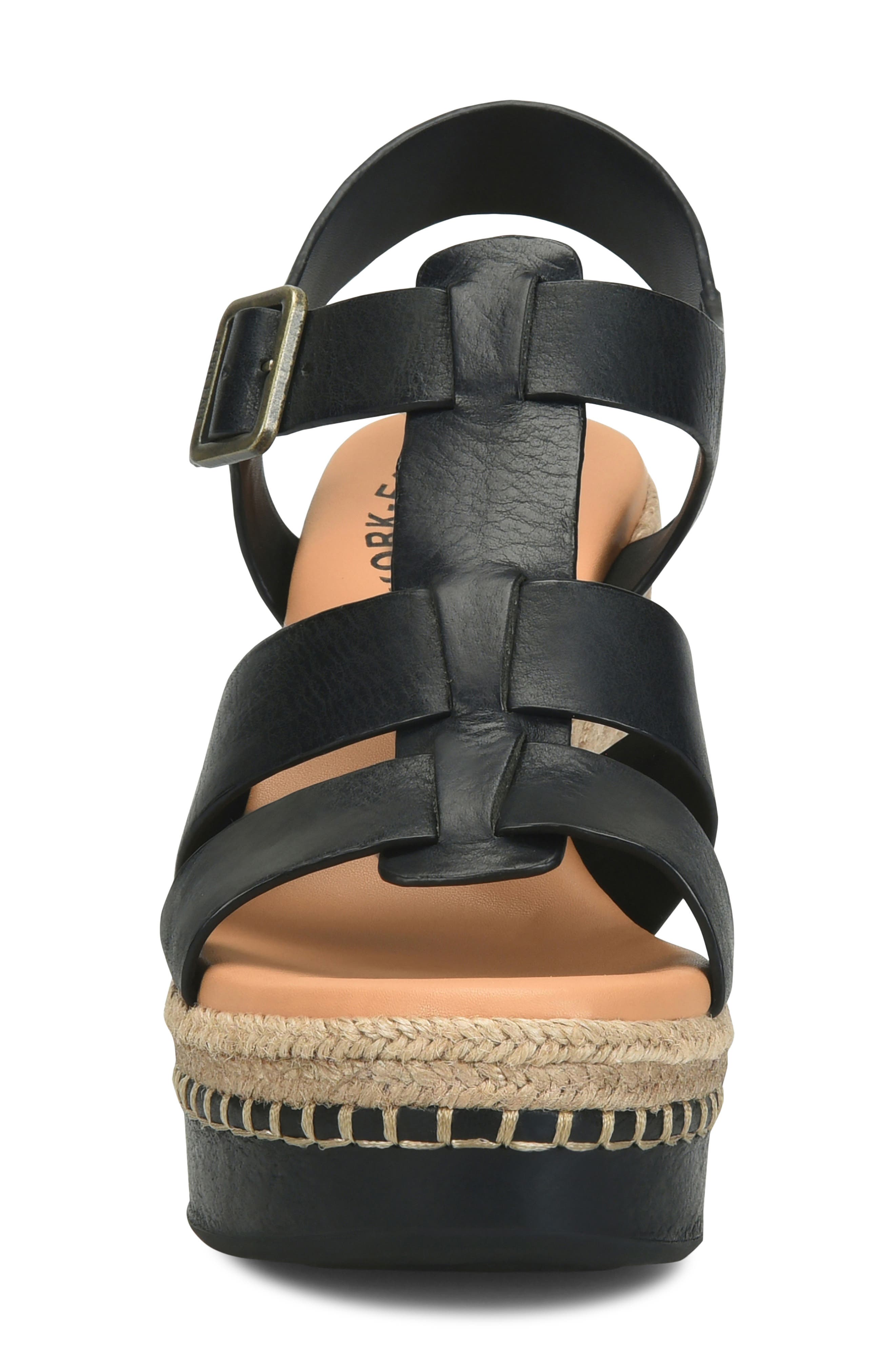 Kork-Ease<sup>®</sup> Rayleigh Espadrille Slingback Platform Wedge Sandal, Alternate, color, Black Leather