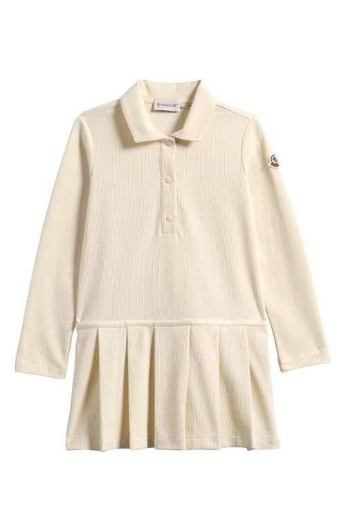 Moncler Kids' Long Sleeve Pleated Polo Dress In Neutral