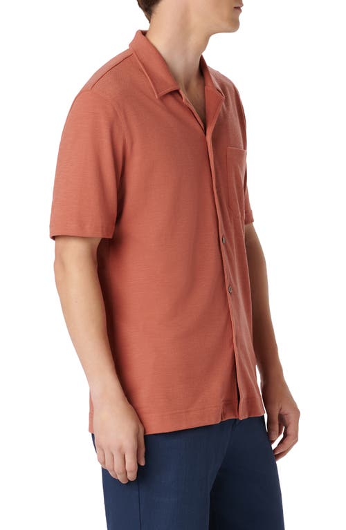 Bugatchi Knit Camp Shirt In Sienna