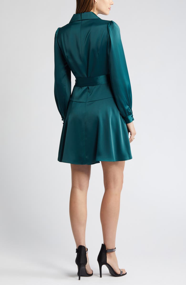 Vince Camuto Shawl Collar Long Sleeve Satin Dress, Alternate, color,