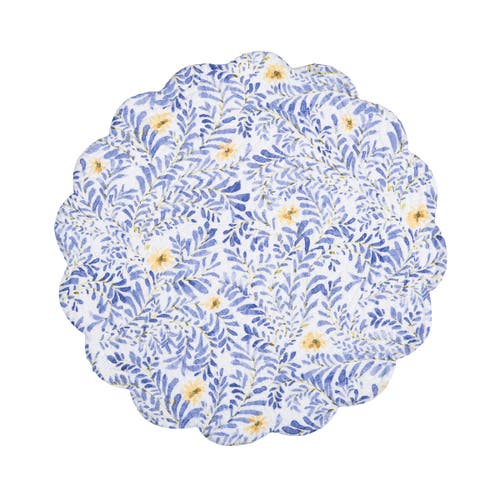 C & F Home C&f Home Lovely Blues Scalloped Round Placemats Set Of 6 Floral Design All Seasons, 17" In Blue