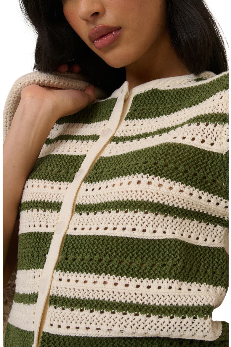 Open Knit Short Sleeve Cardigan, Alternate, color, GREEN MULTI