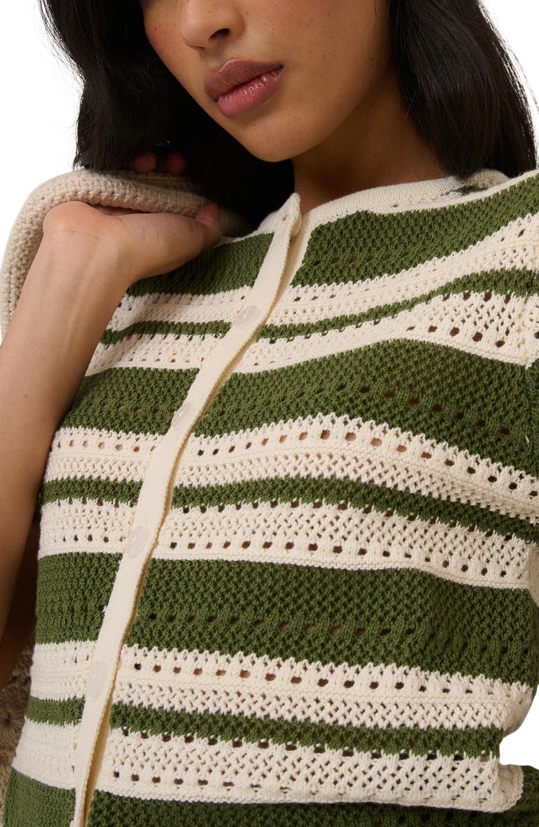 Nobody's Child Open Knit Short Sleeve Cardigan, Alternate, color, Green Multi